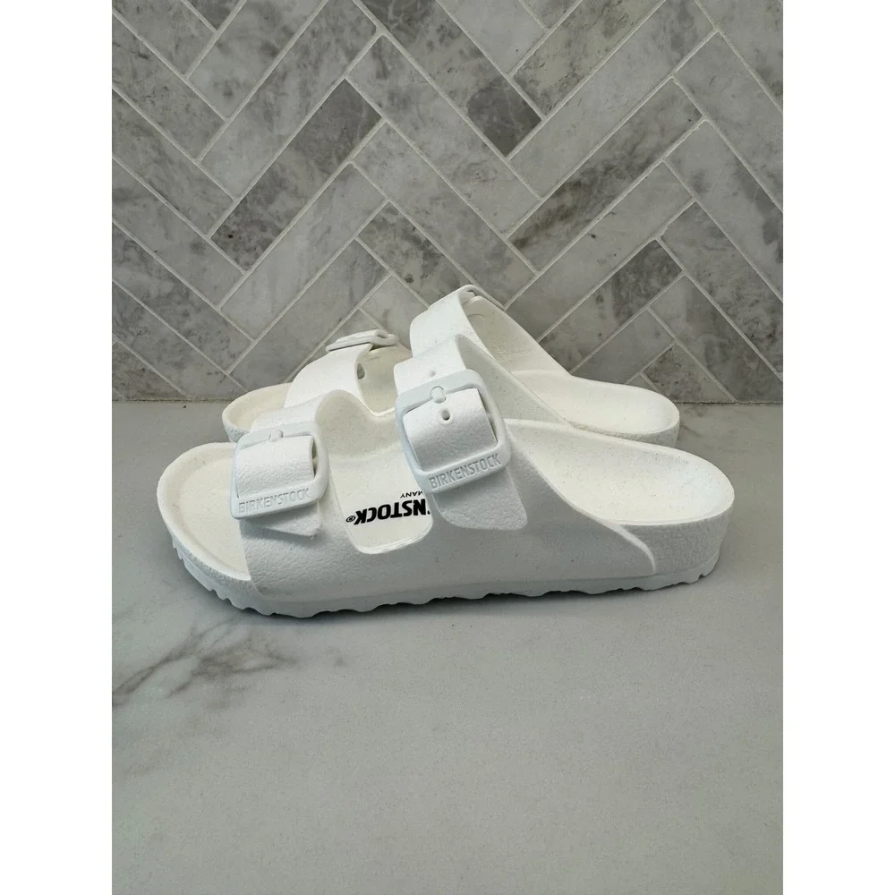 Birkenstock‎ Arizona EVA Sandals Kids Youth Size 11 29 White Double Strap Slides